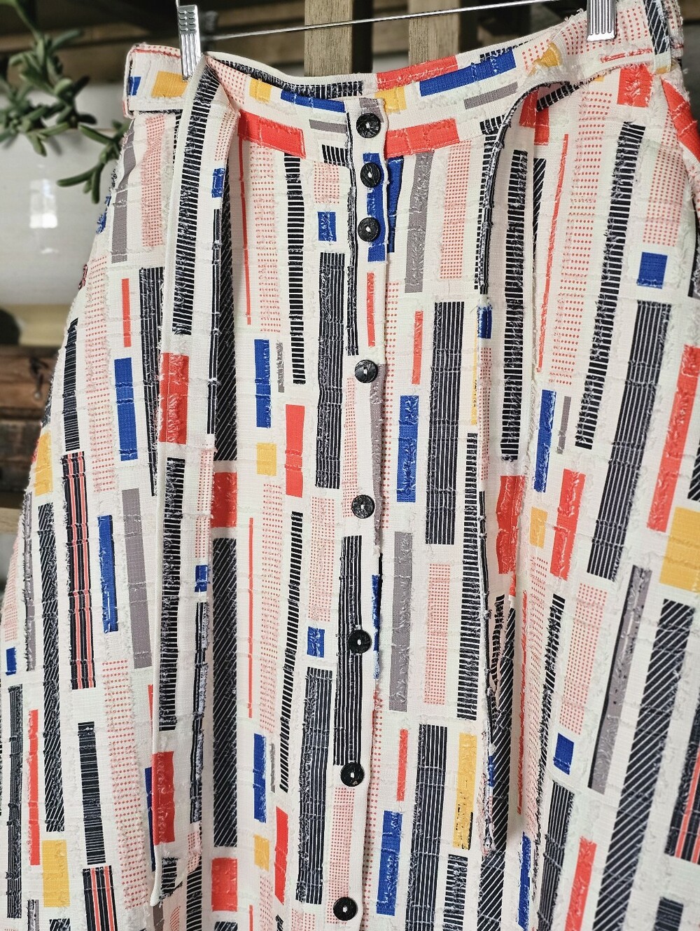 Anthropologie Hutch 50’s Print Button Front A-Line Skirt With Tie Waist Size 10 - Picture 5 of 8
